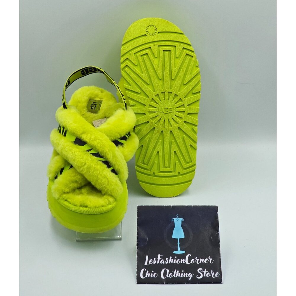 UGG Women's Animalia Green Disco Cross Slide Platform Sandals Size 7 2695 - Picture 3 of 16